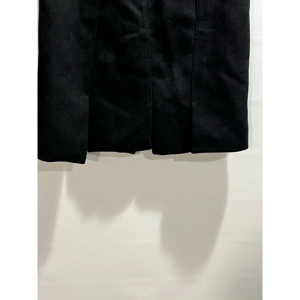 PRADA Designer‎ Black Wool Wide Inverted Box Pleats A-Line Mini Skirt Sz 40